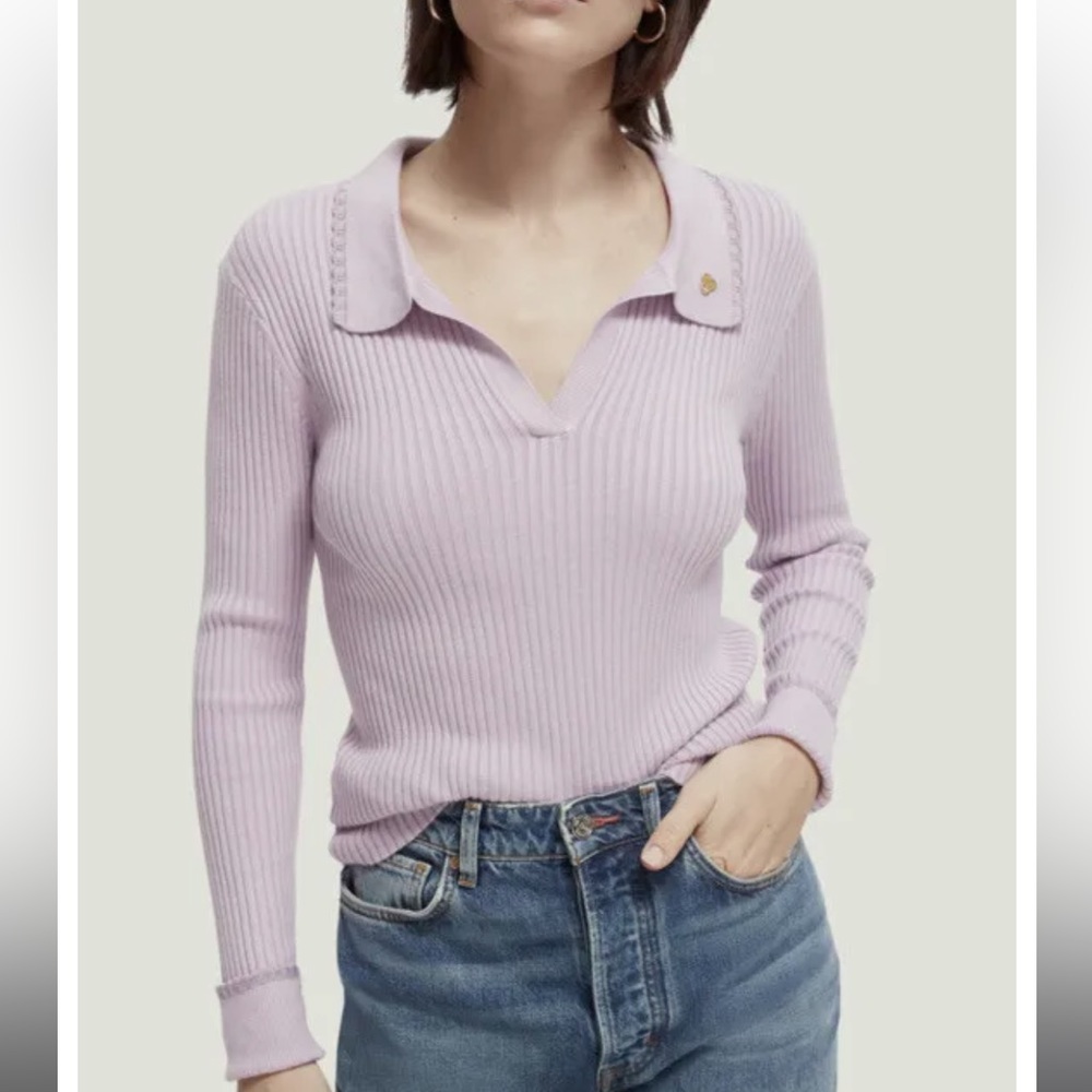 Scotch and Soda Long Sleeve Knit Polo Size Small